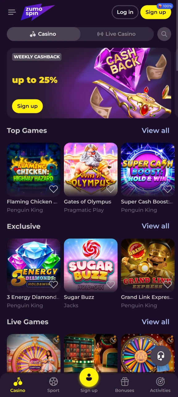 Geniet van je spelervaring op de officiële Zumospin website.