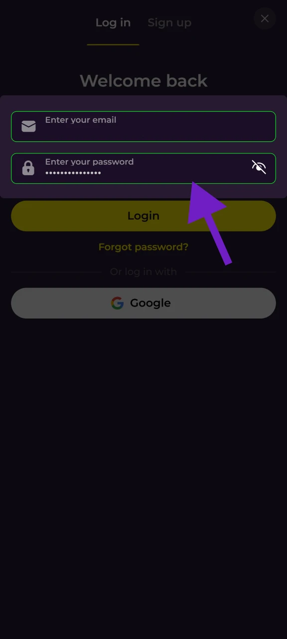Voer je e-mailadres en wachtwoord in om in te loggen op je Zumospin account.