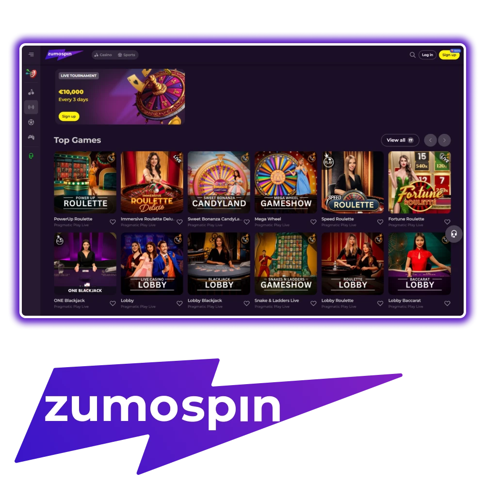Word lid van het Zumospin platform en begin met het spelen van live casinospellen.