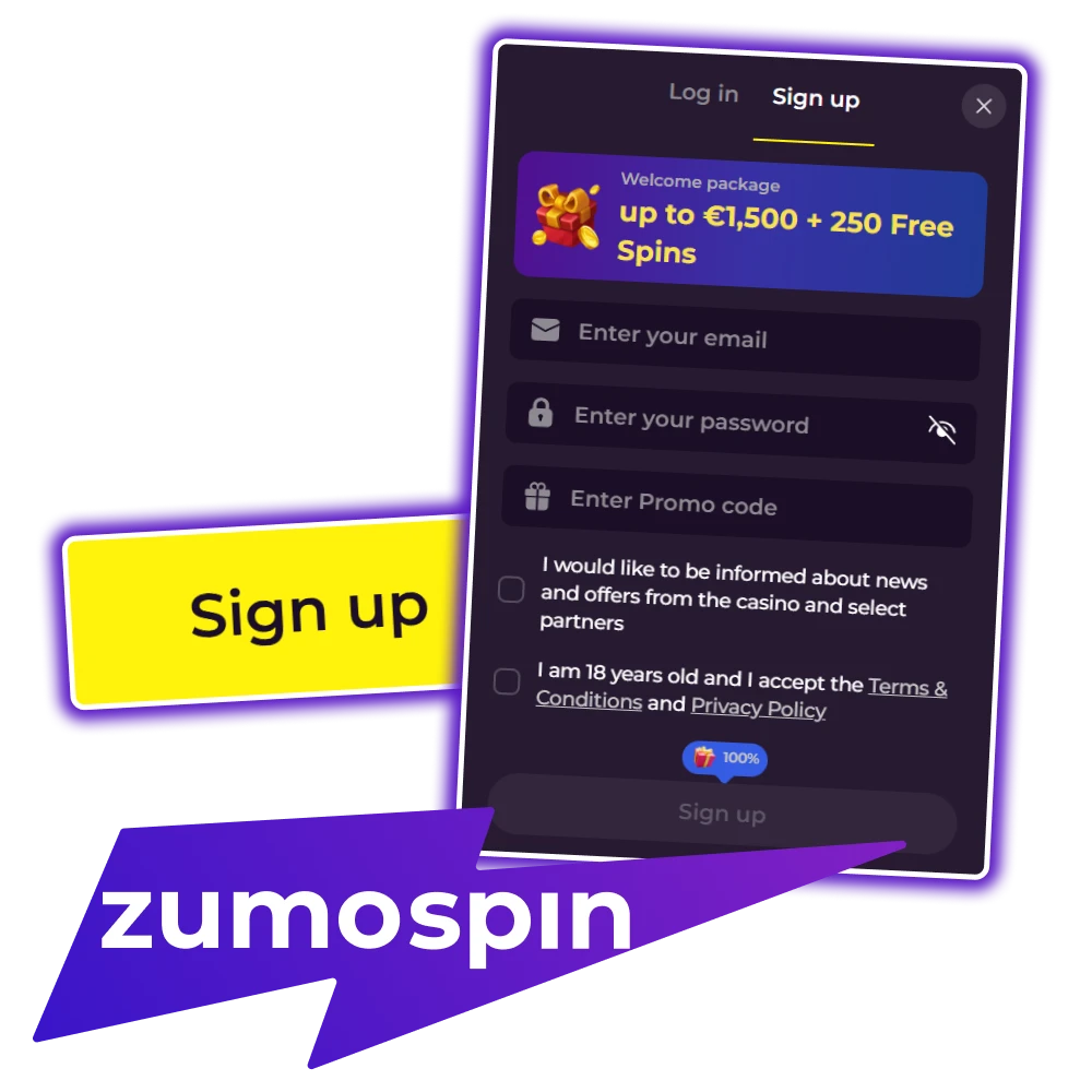 Maak een account aan op het Zumospin platform.